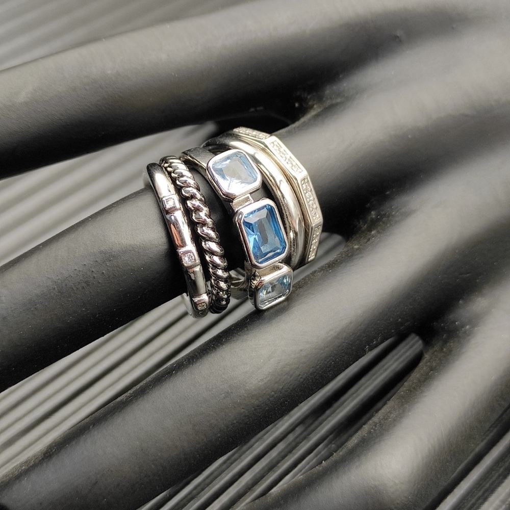 David Yurman Ring Set with Blue Gemstones